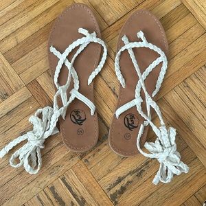 White Lace Up Sandals